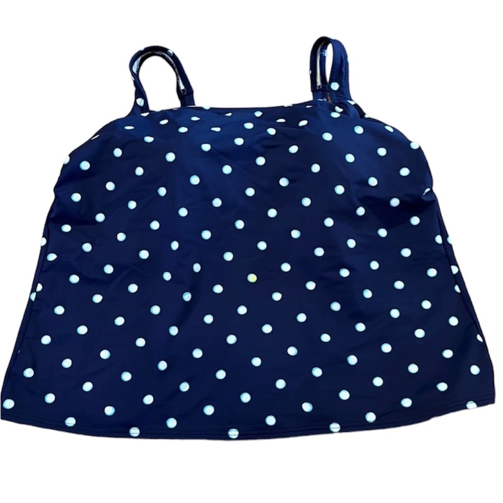 Lands end 16w navy polka dot swim top